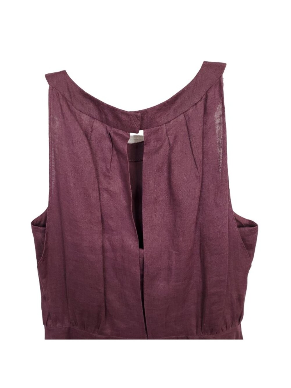 Ann Taylor Loft Size 8 Dress Linen Layered Sleeveless Lined Sheath Knee Purple - Picture 6 of 8